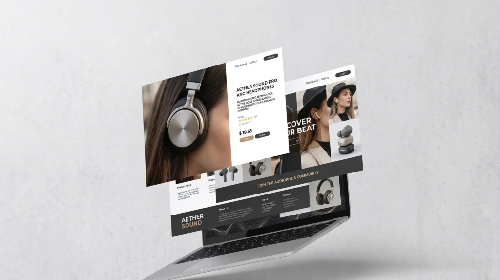 這是一張耳機品牌形象官方網站架設示意圖